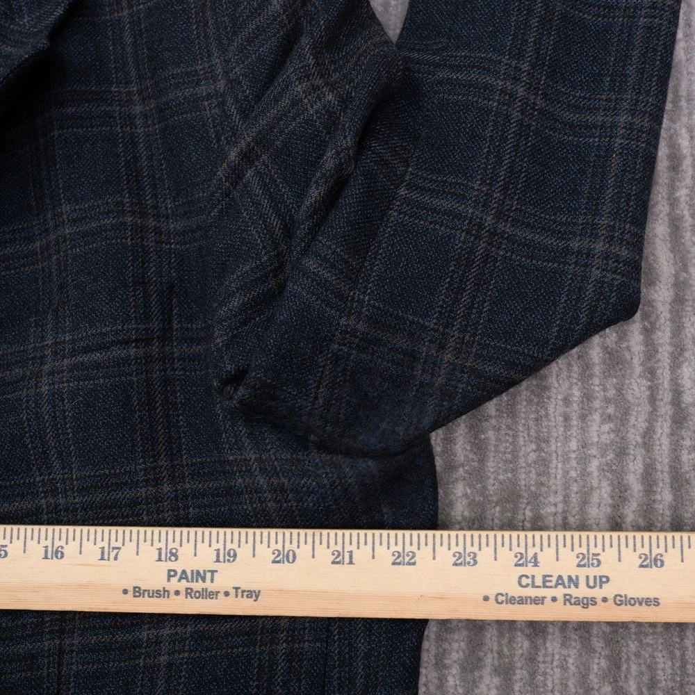 Banana Republic Blazer Mens 46L Blue Plaid Excellent Wool 2-Button Sport Coat